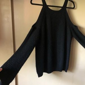 Black knitted off the shoulder sweater